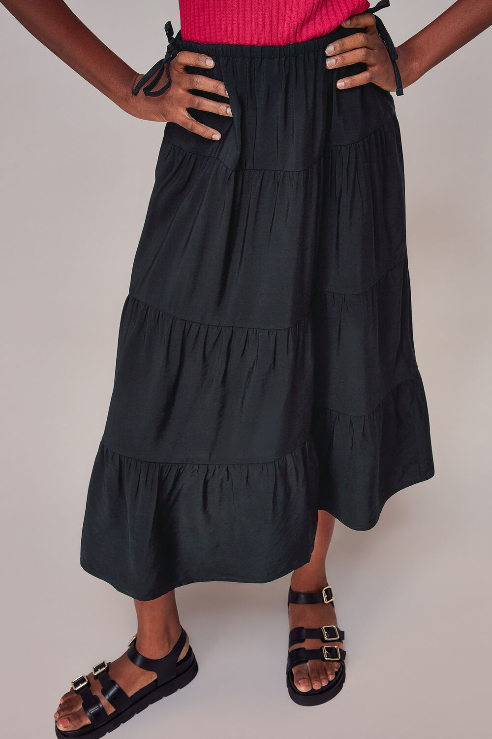 Tie Side Tiered Skirt