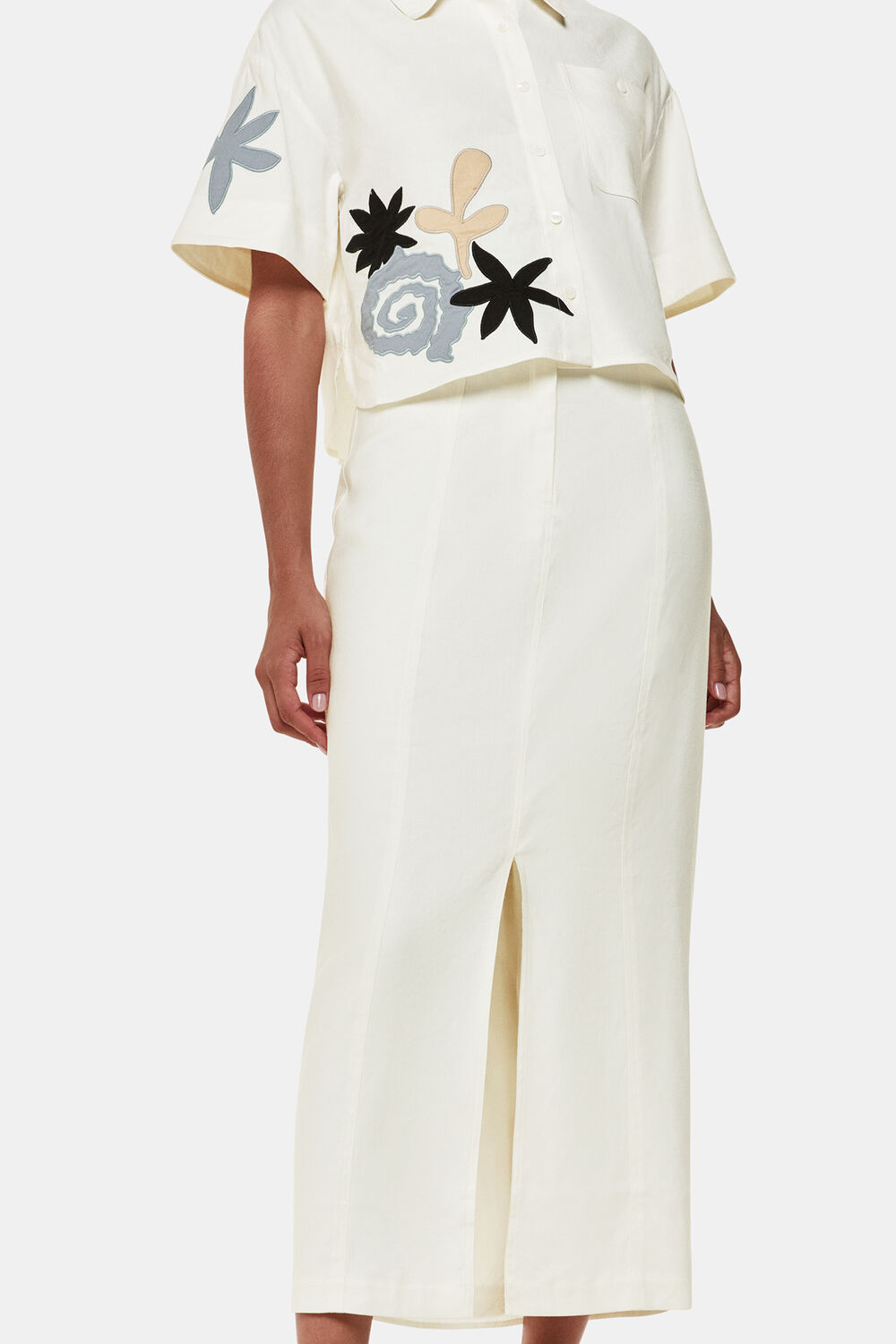 Linen Blend Maxi Skirt