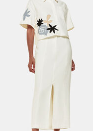 Linen Blend Maxi Skirt