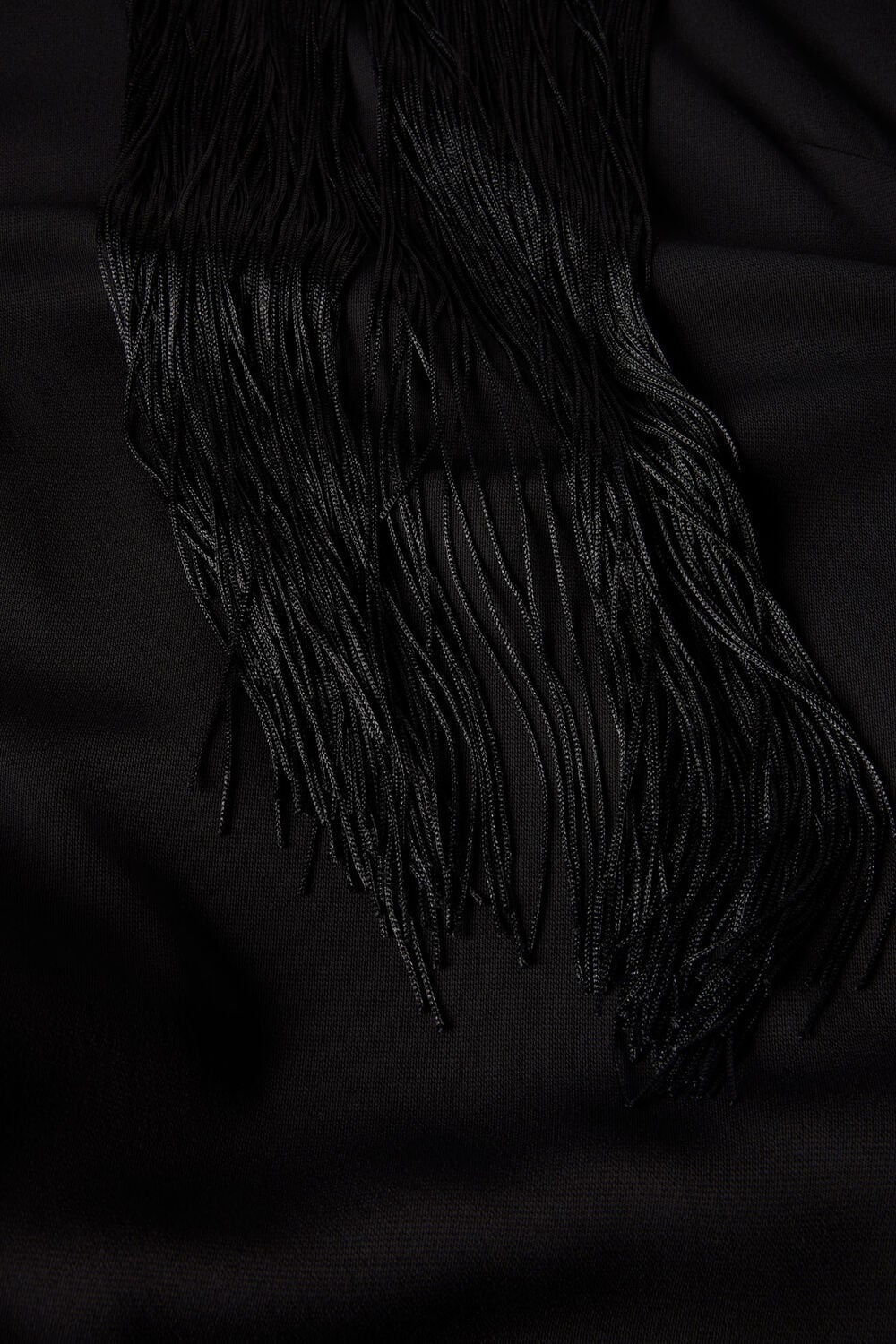Black Fringe Back Midi Dress