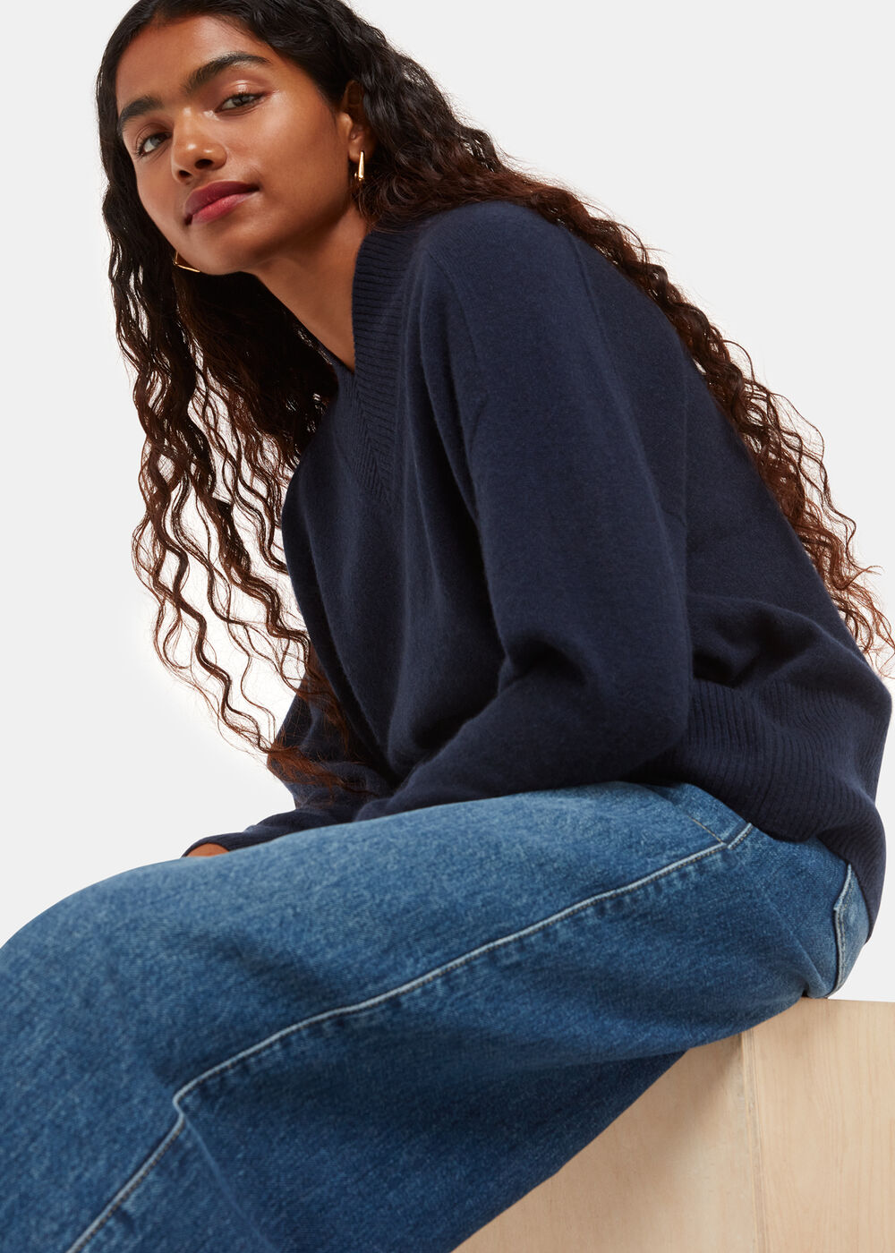 Petite Cashmere V Neck Knit