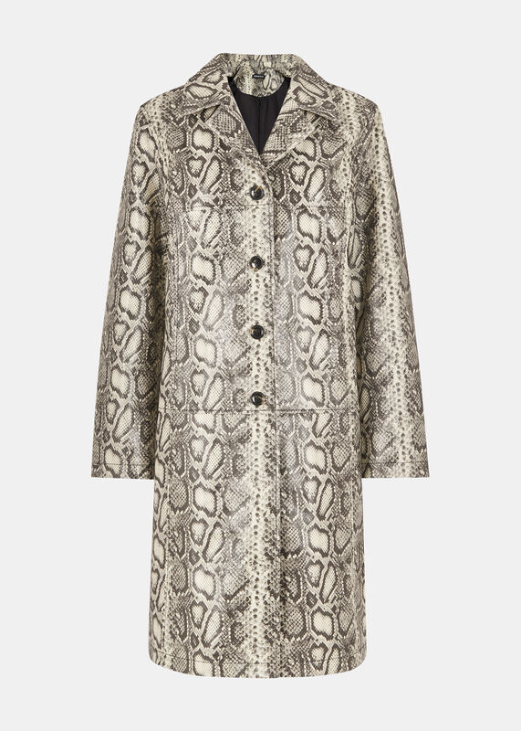 Multicolour Iyana Snake Print Leather Coat