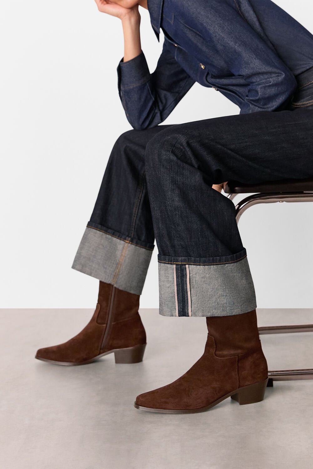 Chocolate Suede Clean Western Boot