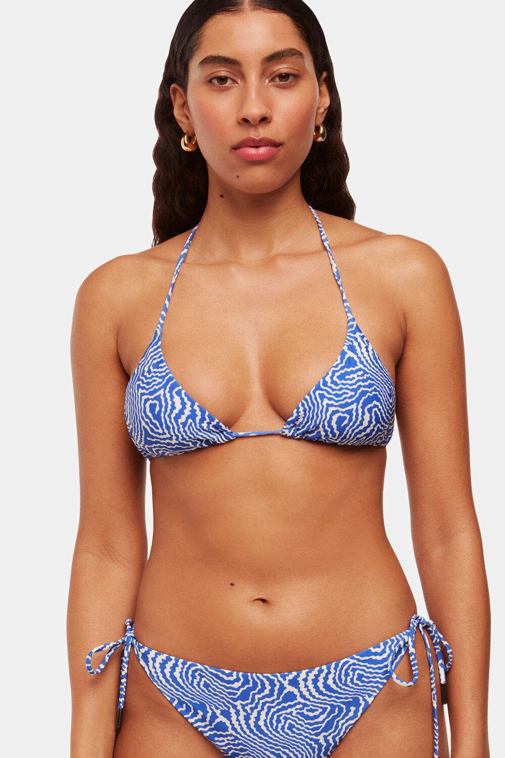 Blue Ripple Wave Bikini Top