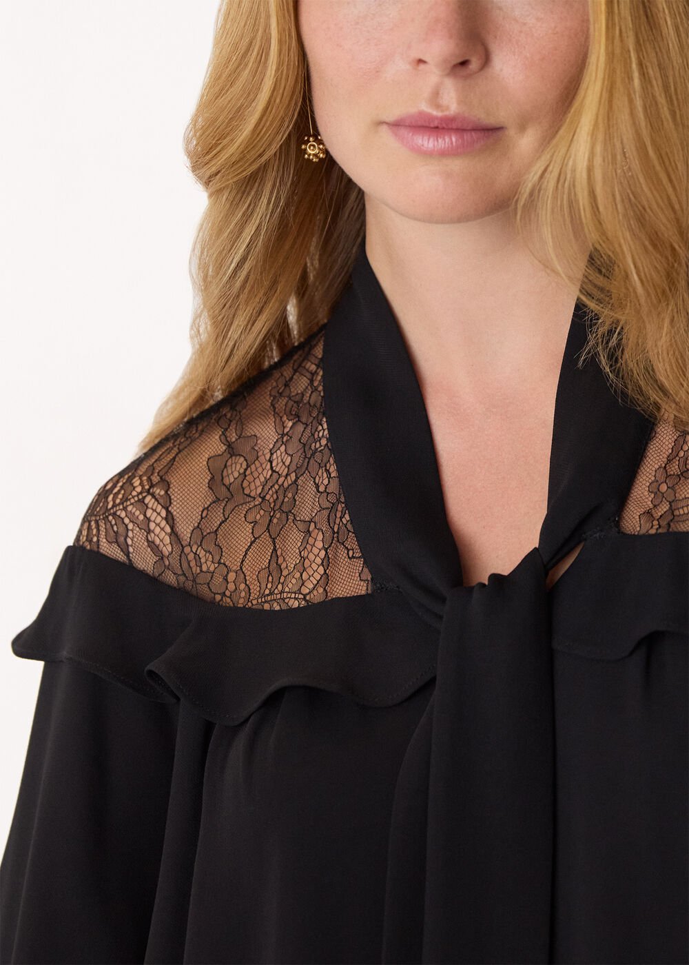 Lace Detail Crepe Mini Dress