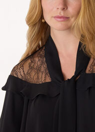 Lace Detail Crepe Mini Dress