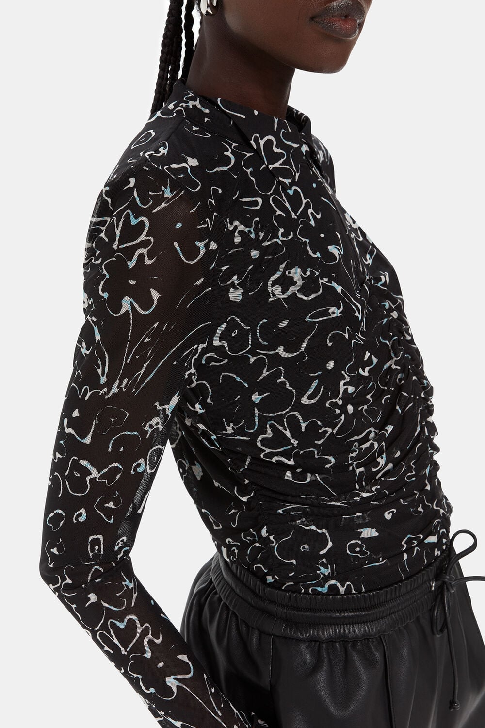 Scribble Bouquet Ruched Top