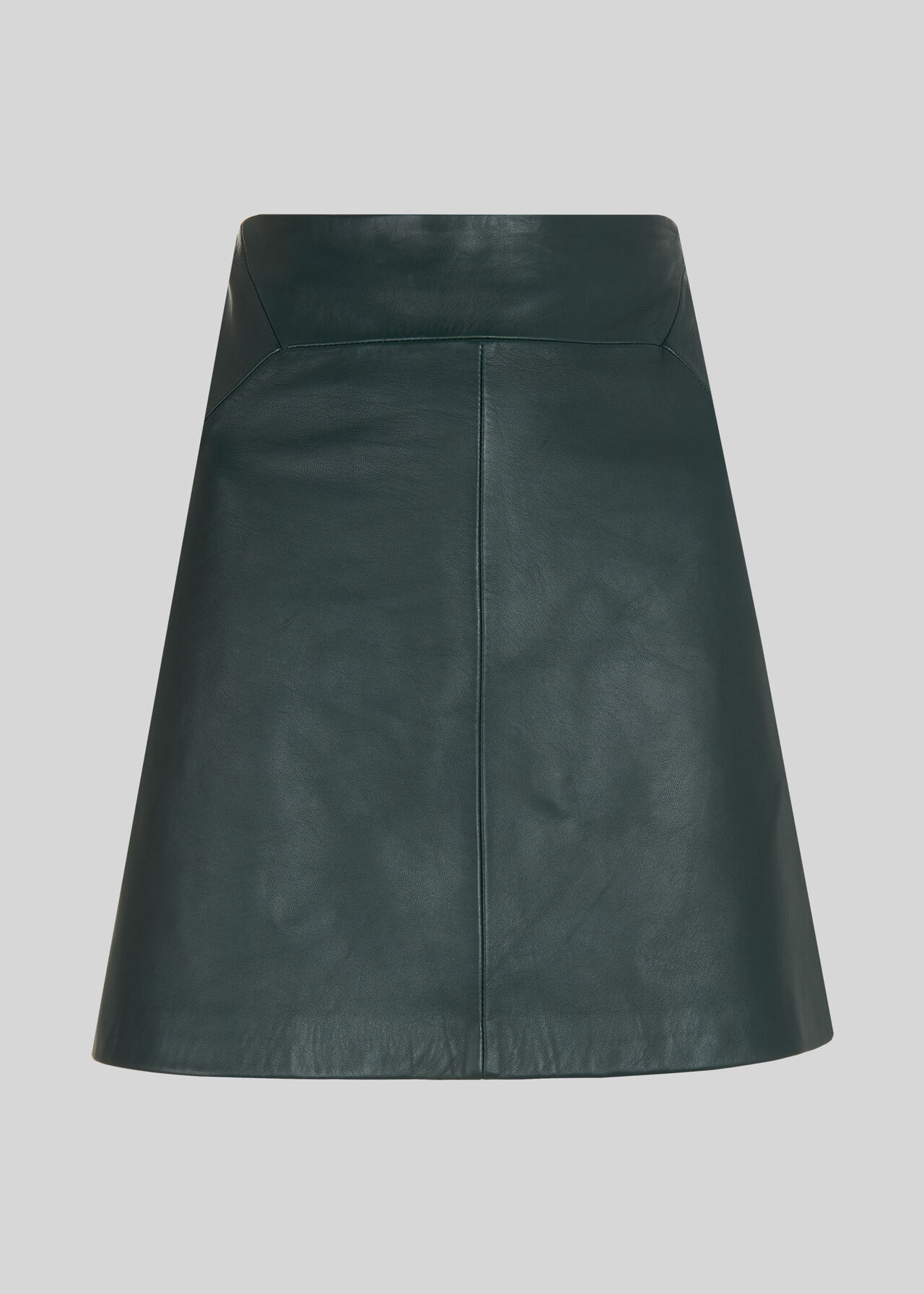 Leather A line Skirt Dark Green