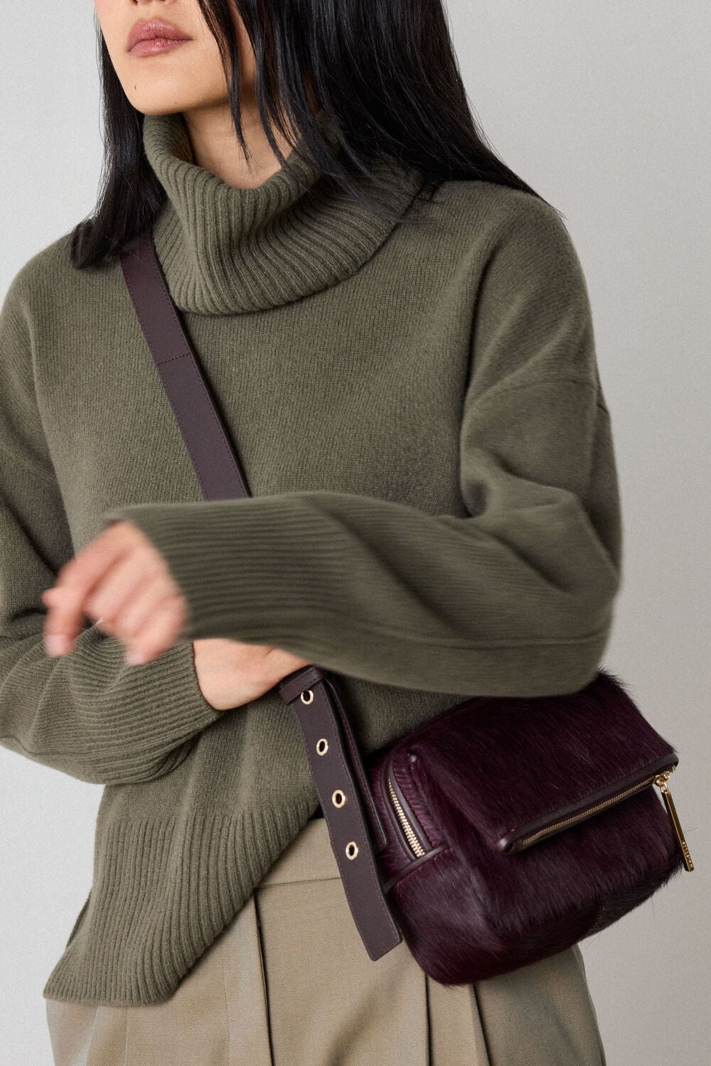 Plum Bibi Hair-On Crossbody Bag
