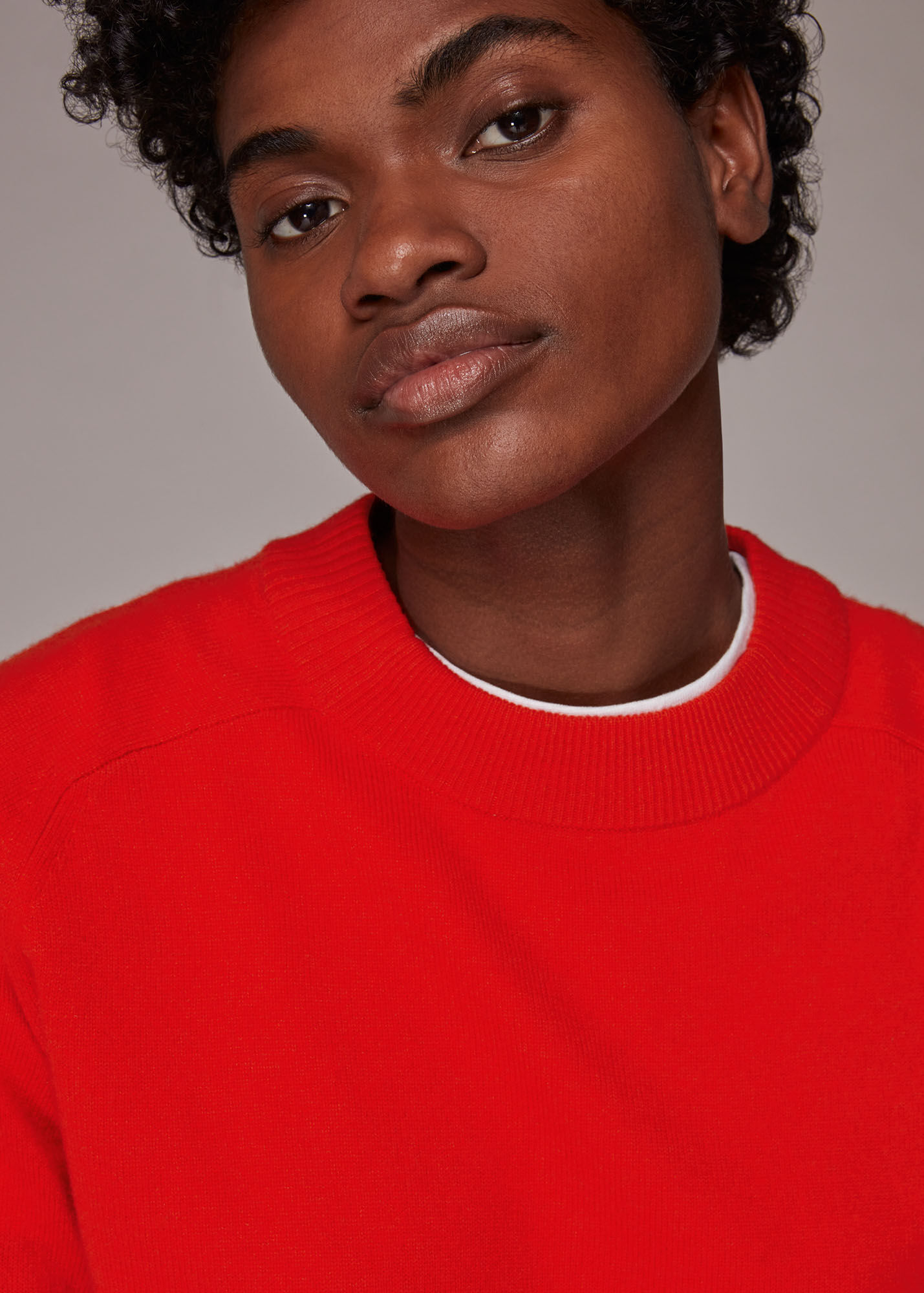 Red Cashmere Crew Neck Jumper WHISTLES