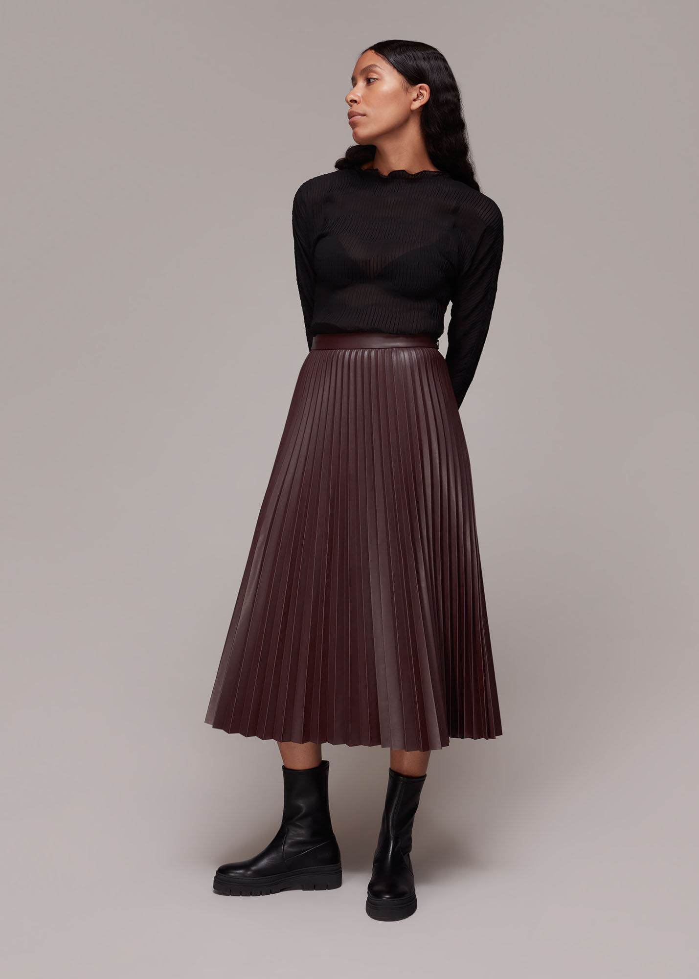 Pu leather knit discount skirt