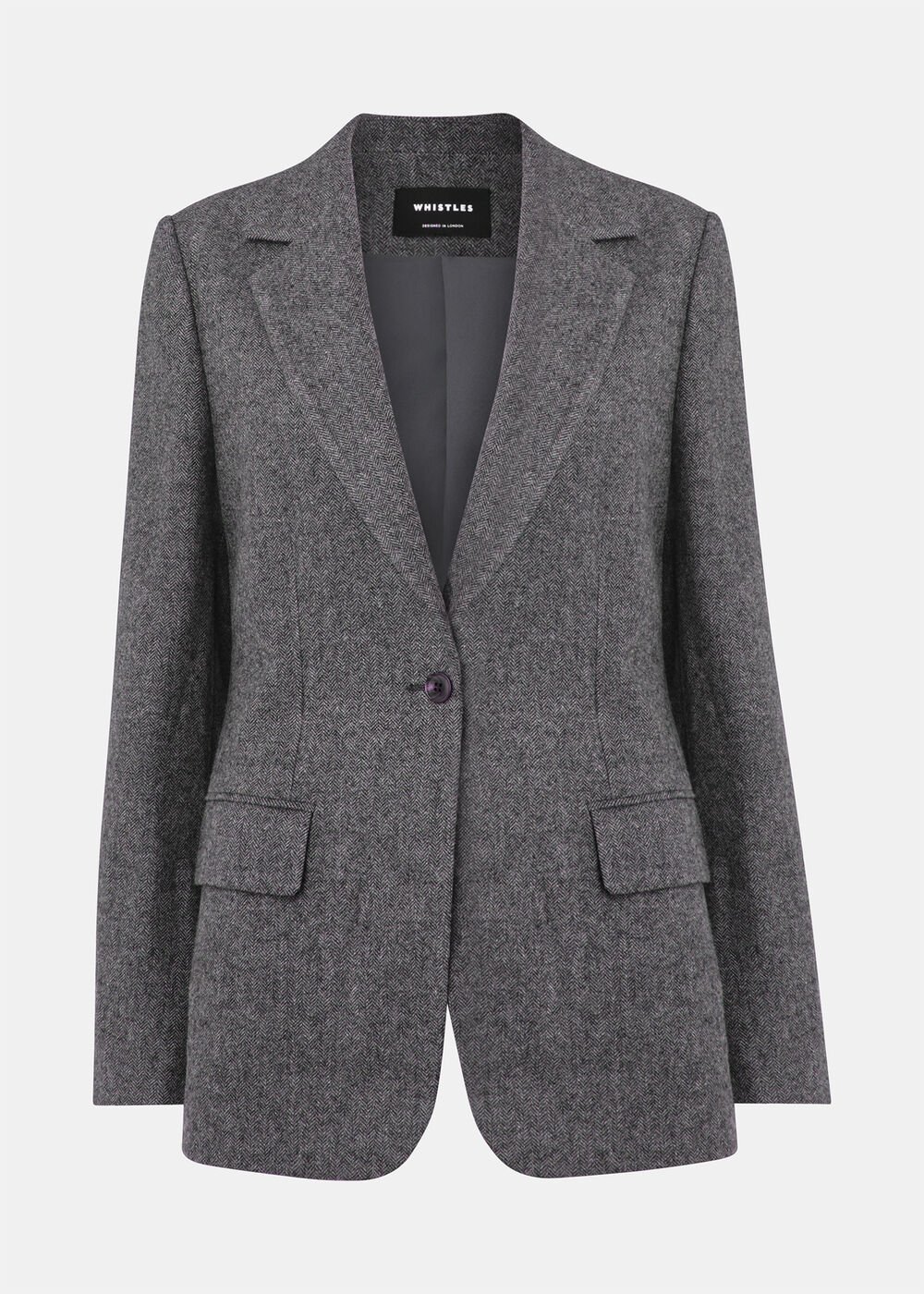 Petite Herringbone Wool Blend Blazer