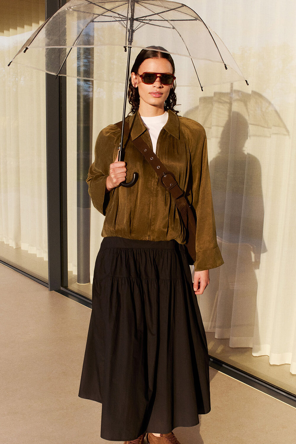 Khaki Drapey Bubble Hem Jacket