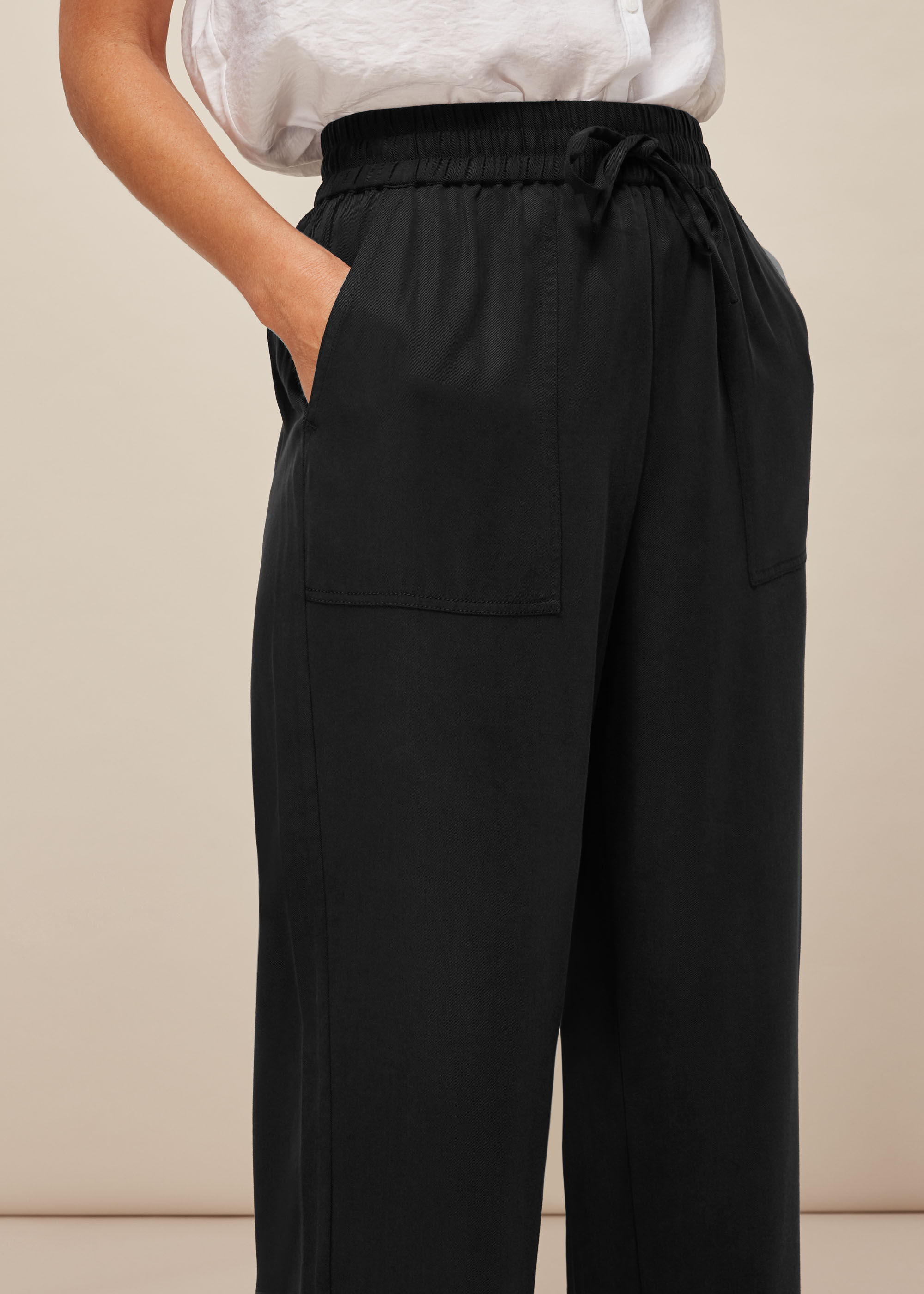 Black Washed Wide Leg Trouser | WHISTLES | Whistles US |