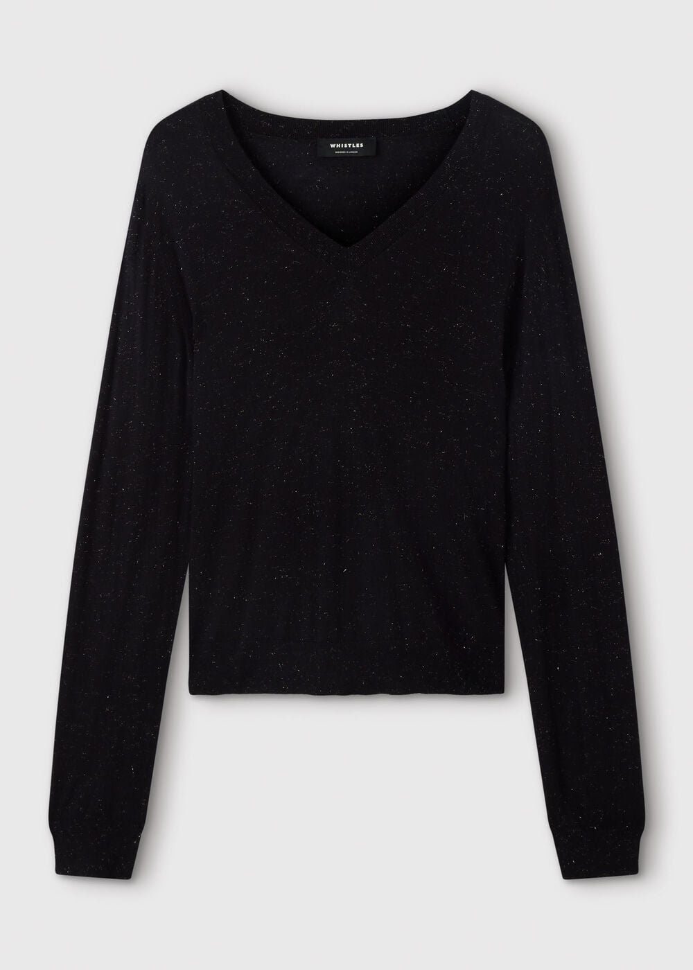 Black Annie Sparkle V Neck Knit