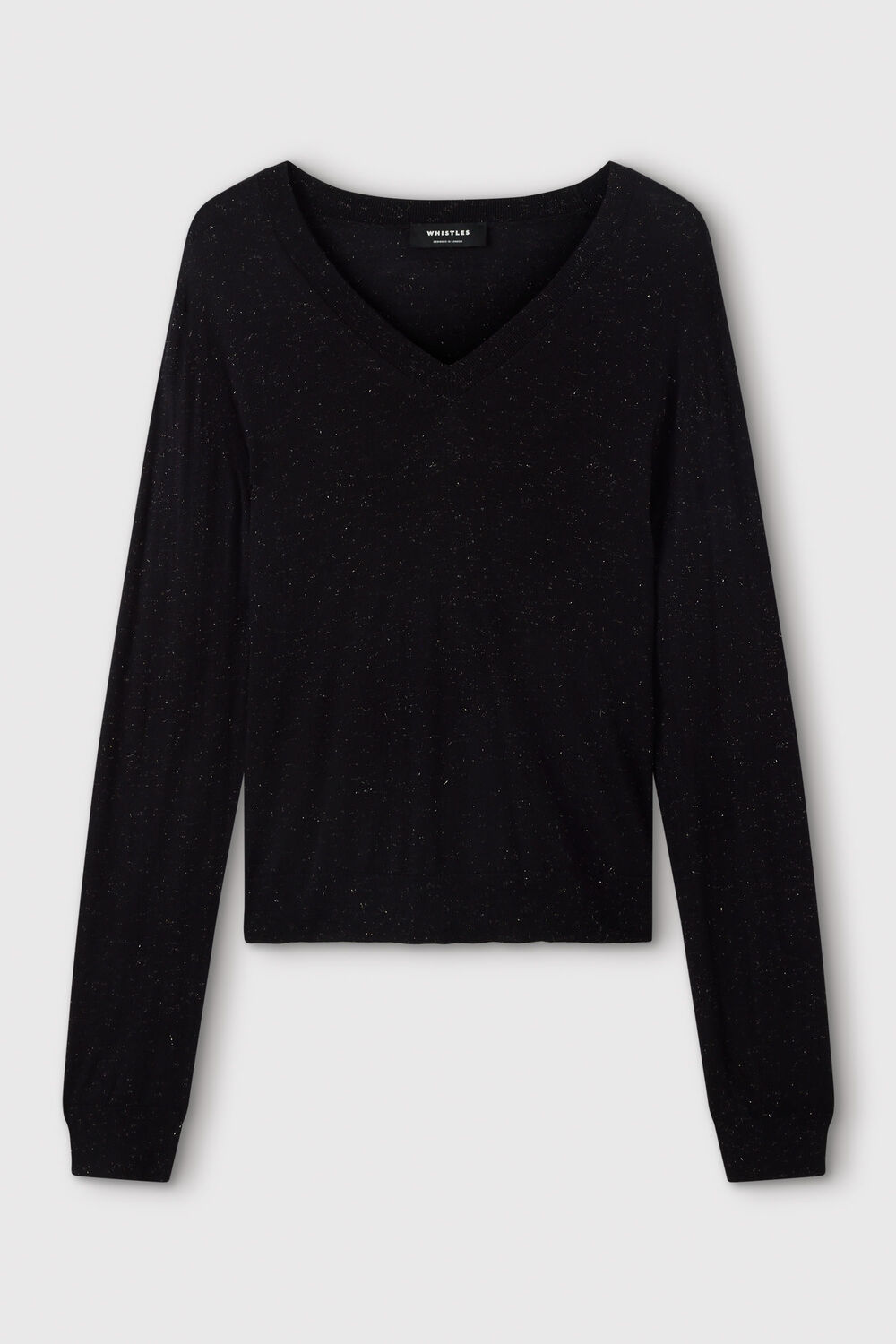 Black Annie Sparkle V Neck Knit