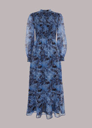 Snow Flurry Shirred Midi Dress