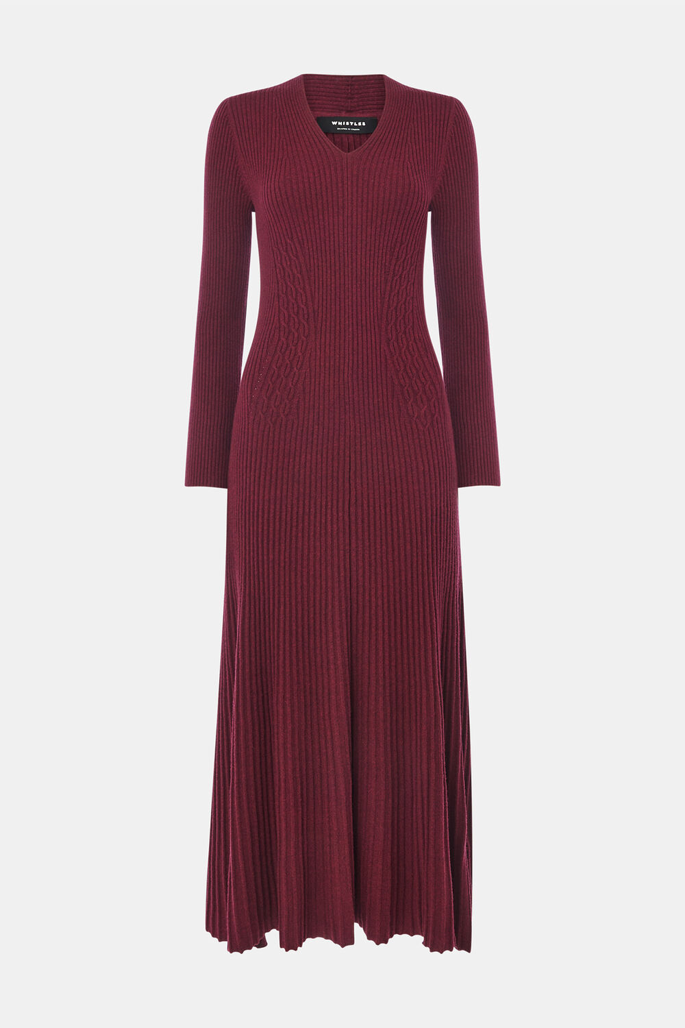 V Neck Cable Ribbed Knit Dress