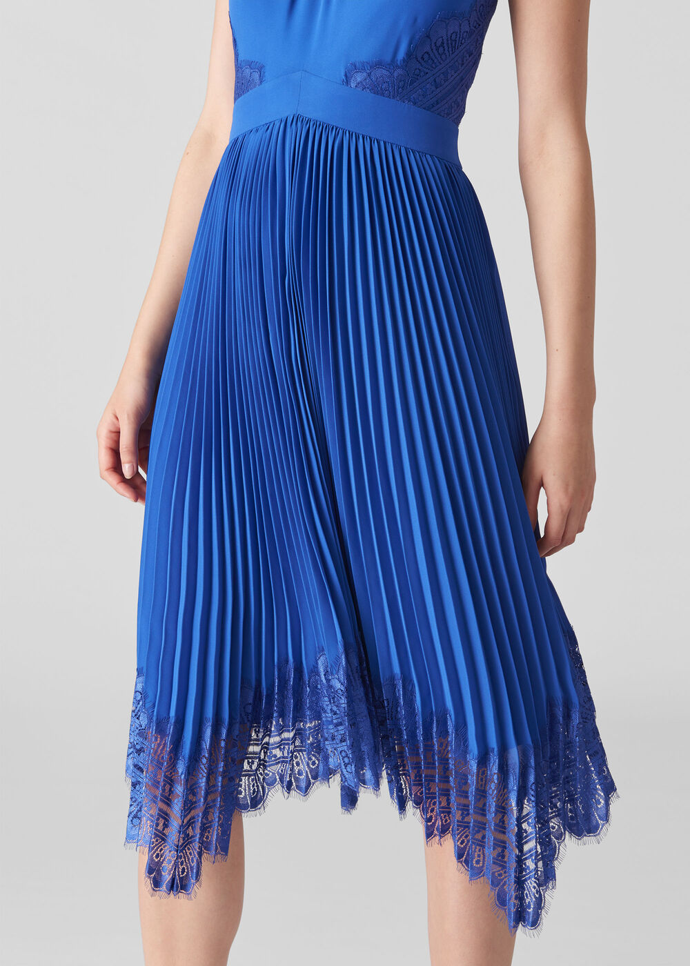 Blue Lana Lace Pleat Dress | WHISTLES | Whistles US |