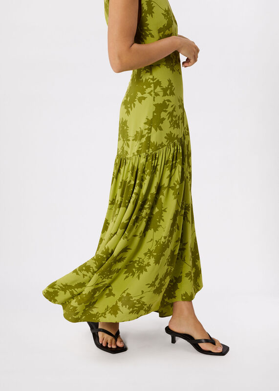 Green Petite Floral Asymmetric Dress