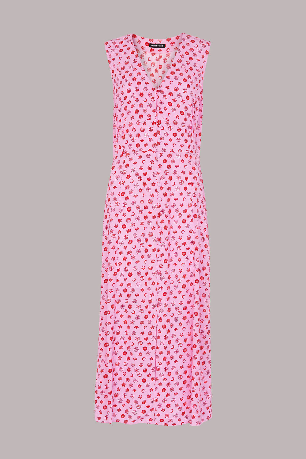 Pink Moon Floral Print Midi Dress