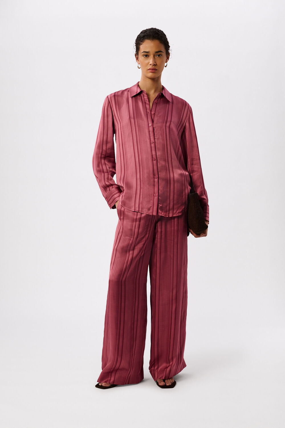 Pink Satin Stripe Shirt