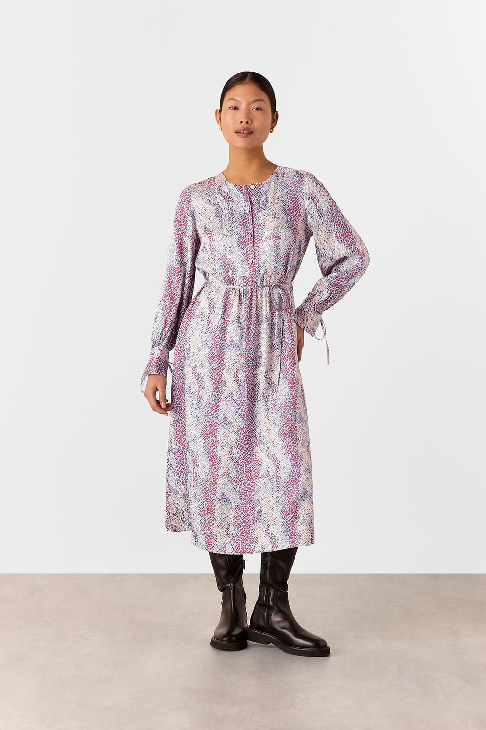 Multicolour Petite Mottled Snake Print Midi Dress
