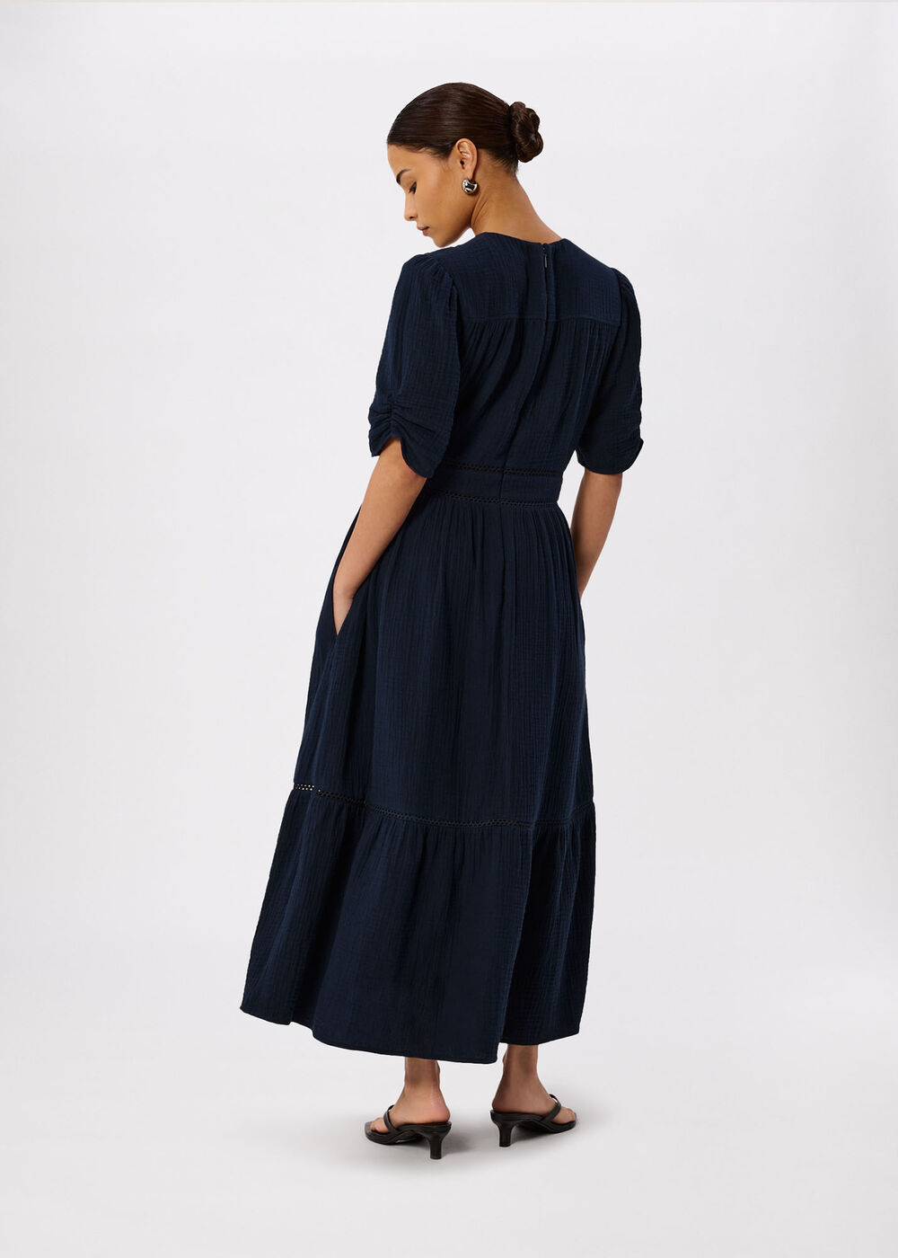 Petite V Neck Textured Midi Dress