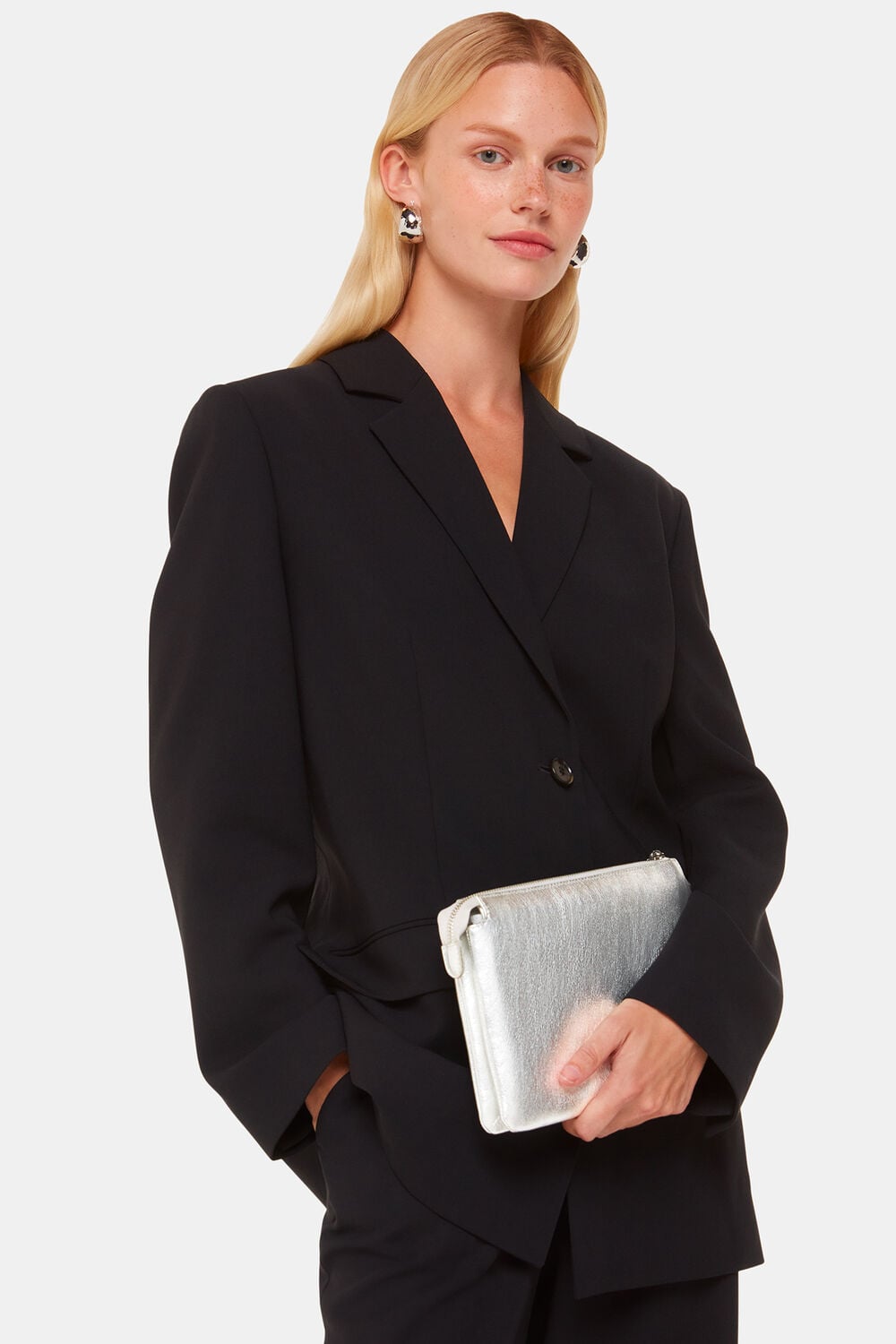 Silver Elita Double Pouch Clutch