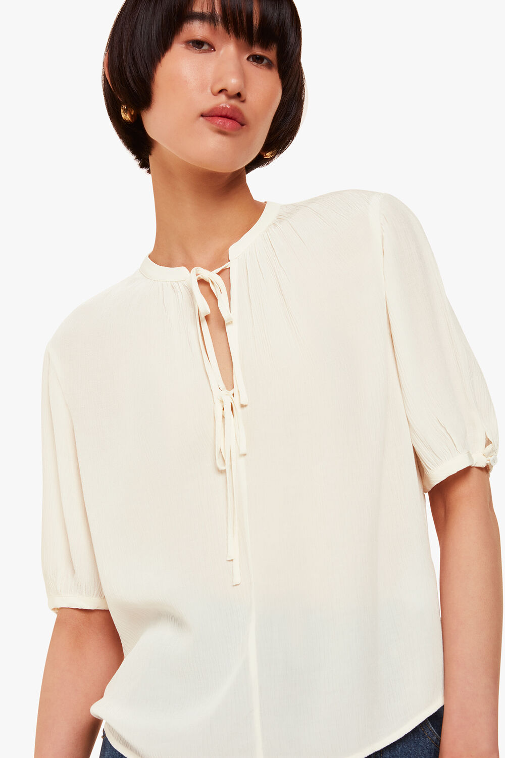 White Jessie Tie Front Blouse
