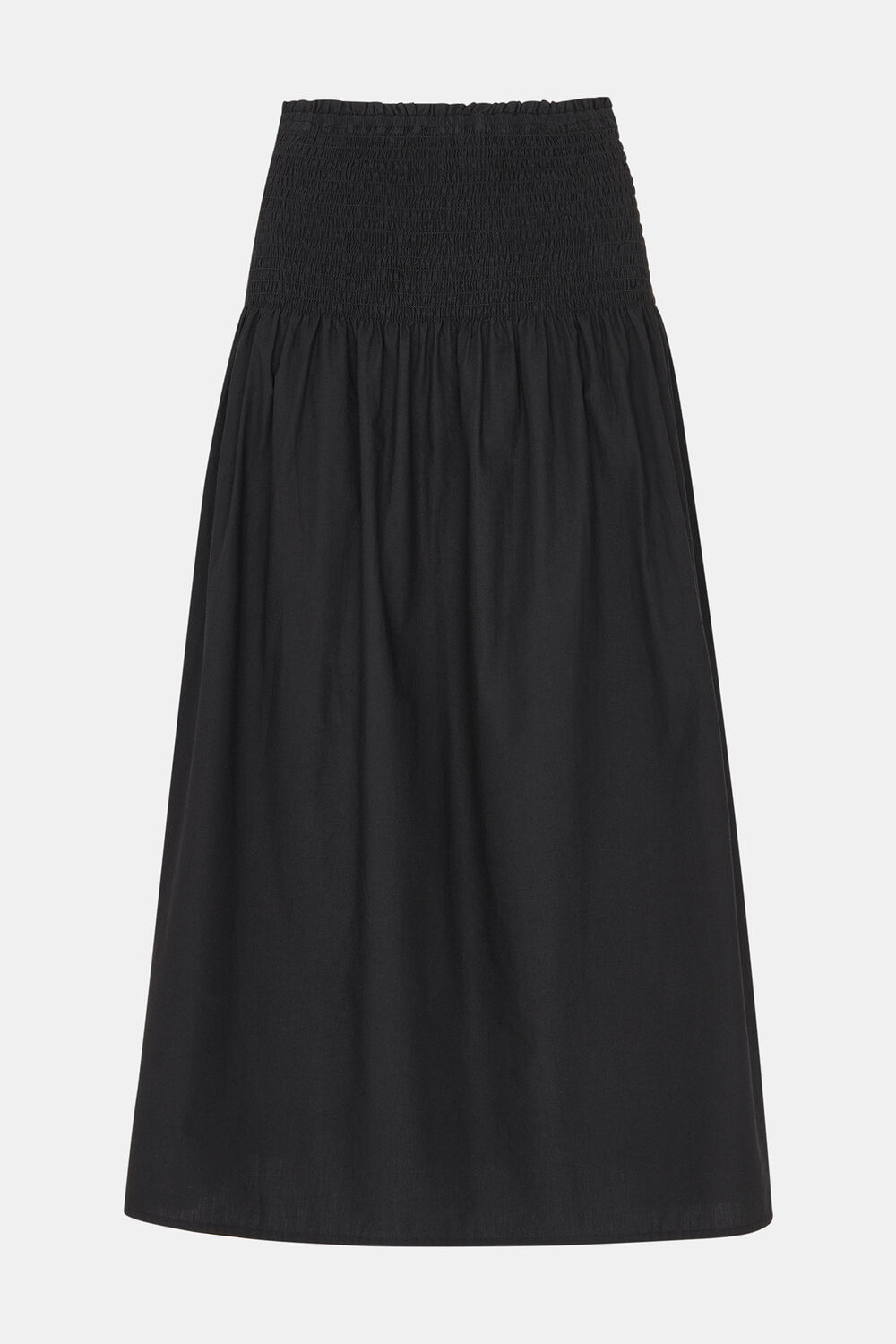 Black Louisa Smocked Midi Skirt