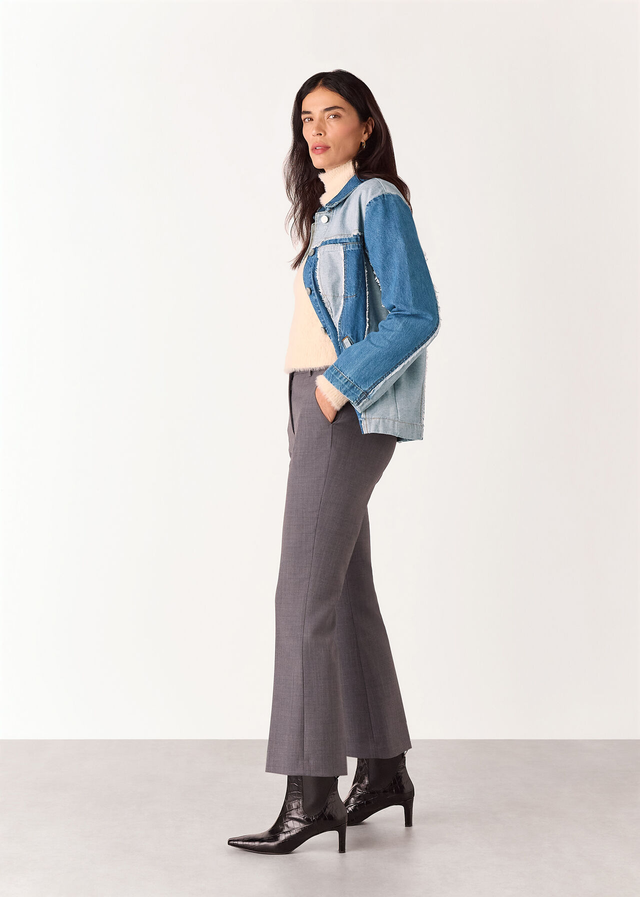 Denim Vertical Stripe Jacket