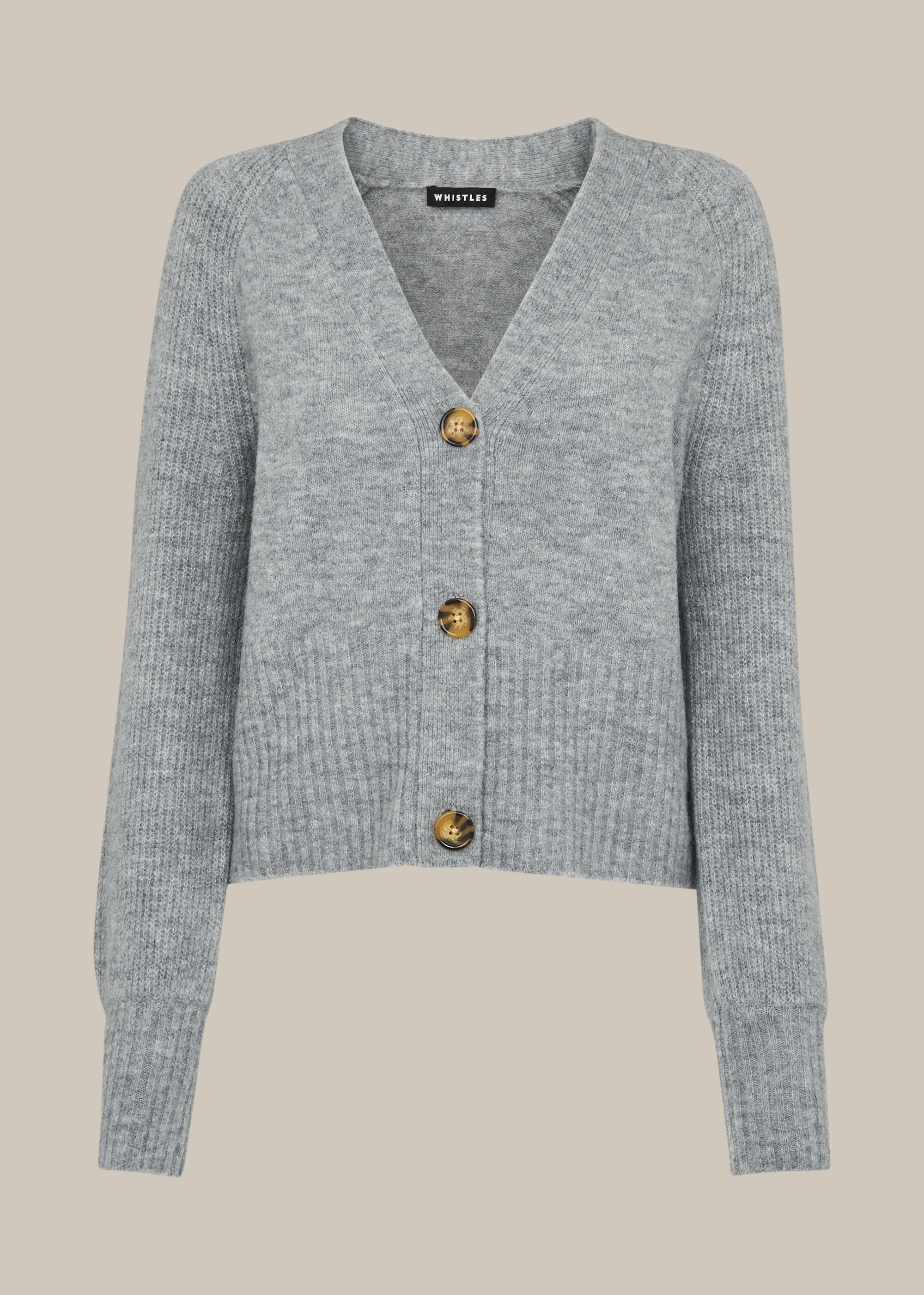 Grey Full Sleeve Knitted Cardigan | WHISTLES | Whistles US |