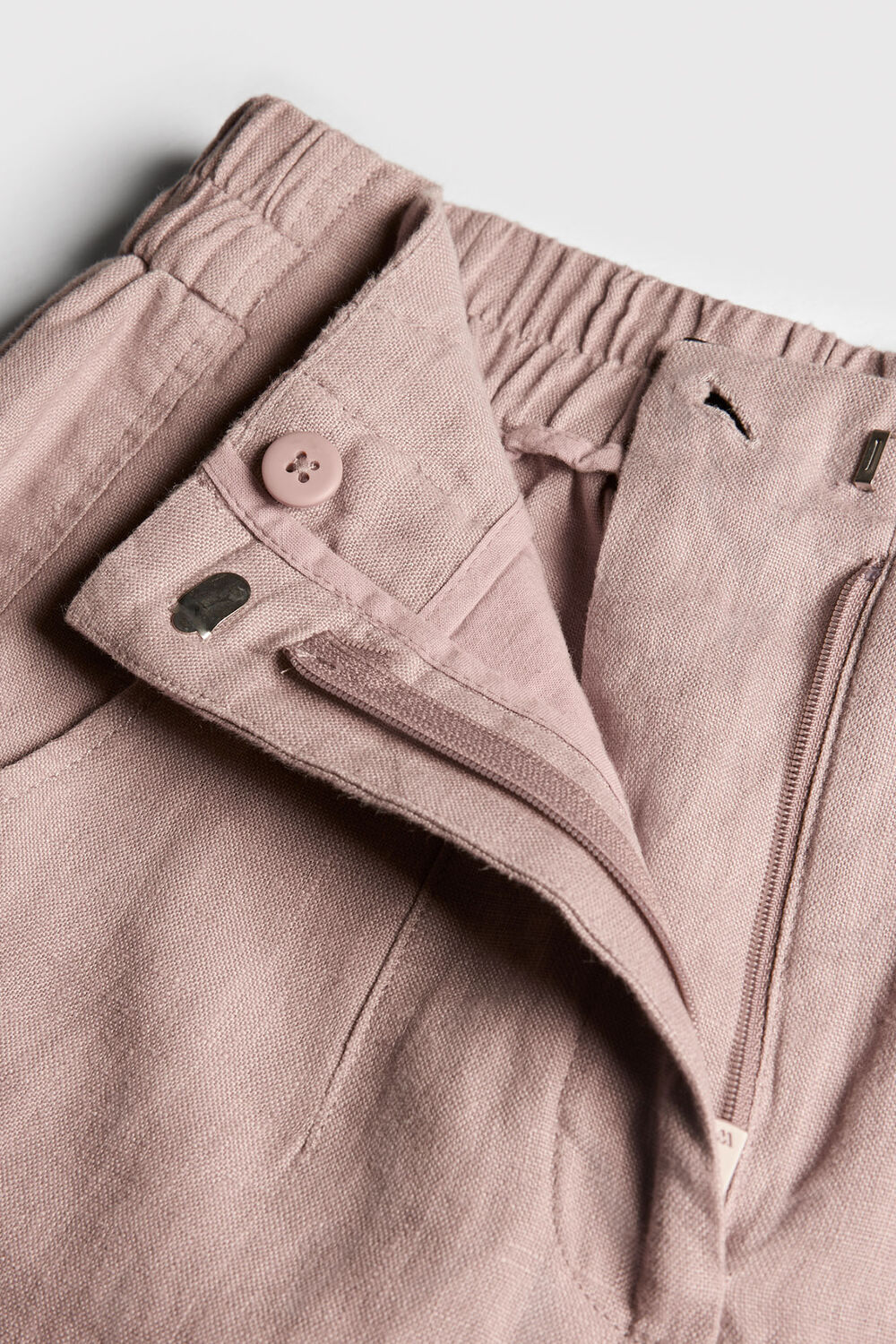 Dusty Pink Petite Linen Barrel Leg Trouser
