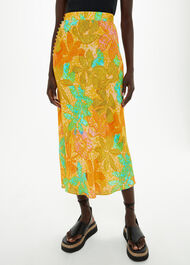 Palm Floral Side Button Skirt