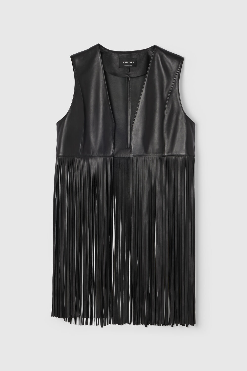 Black Rei Leather Fringed Waistcoat