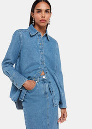 Straight Denim Midi Skirt