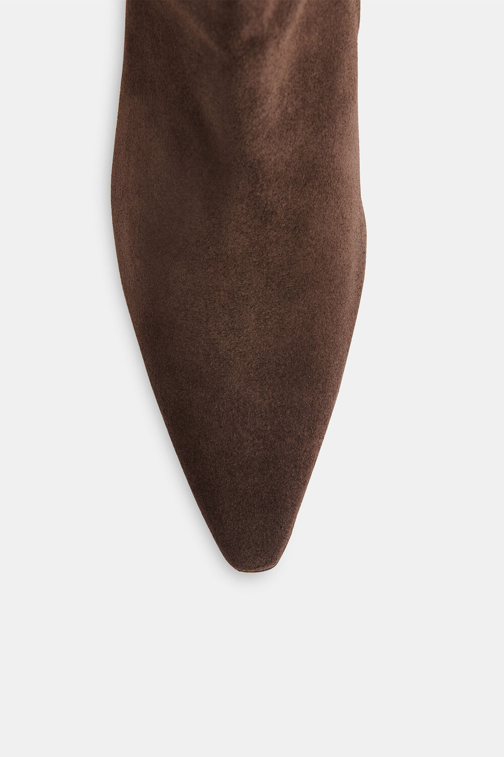 Chocolate Suede Pointed Heeled Boot