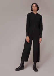 Zip Front Knit Jumpsuit