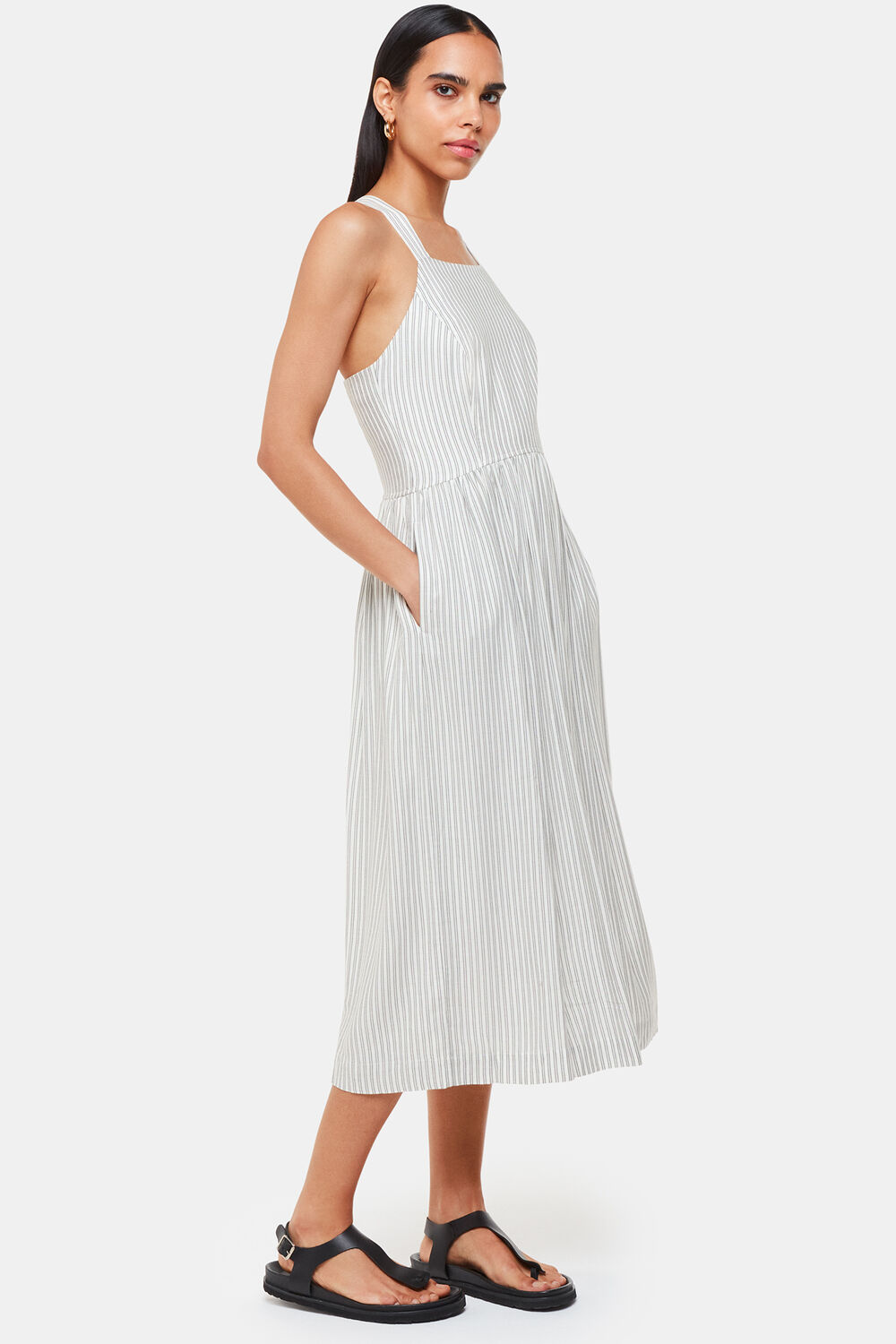 Ivory Luna Stripe Midi Dress