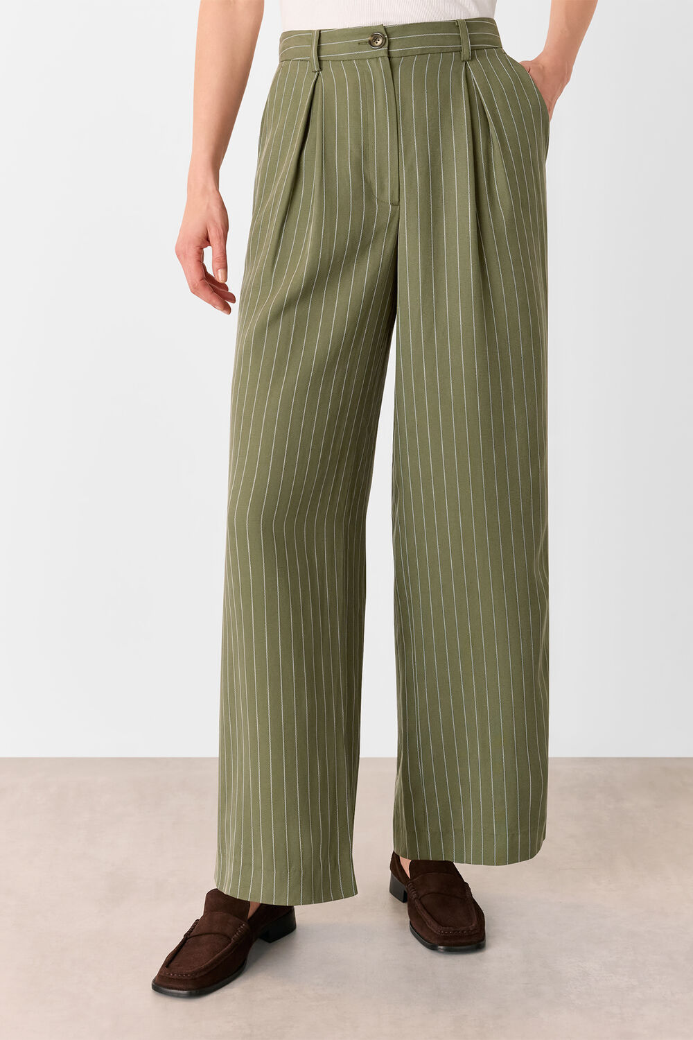 Khaki Lottie Pinstripe Trouser