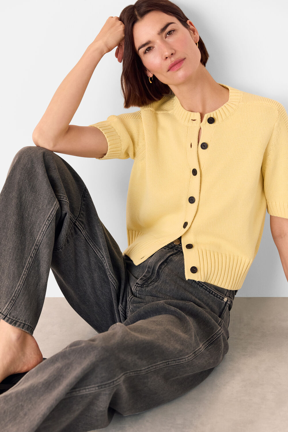 Short Sleeve Button Cardigan