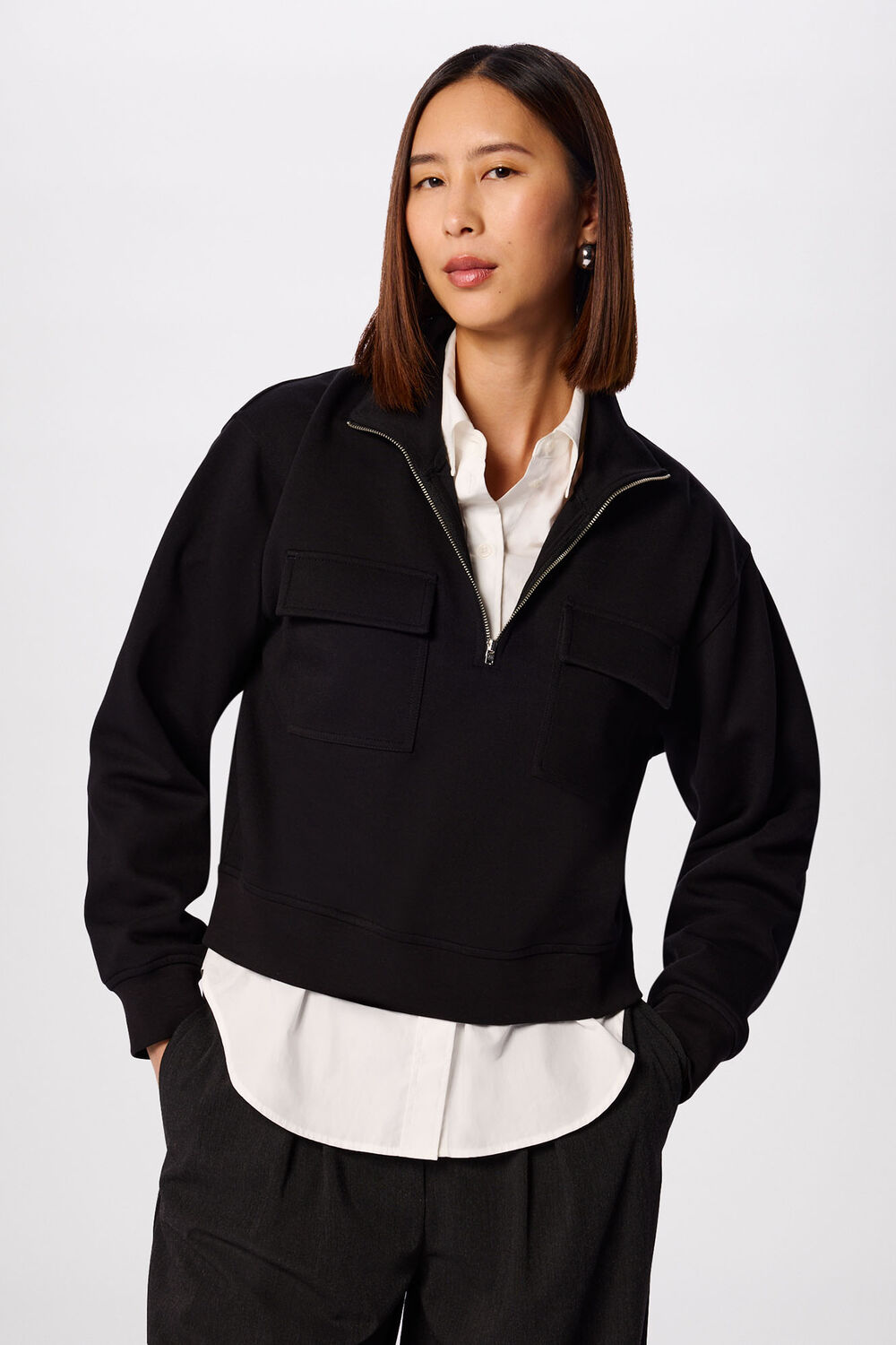Black Funnel Quarter Zip Sweat