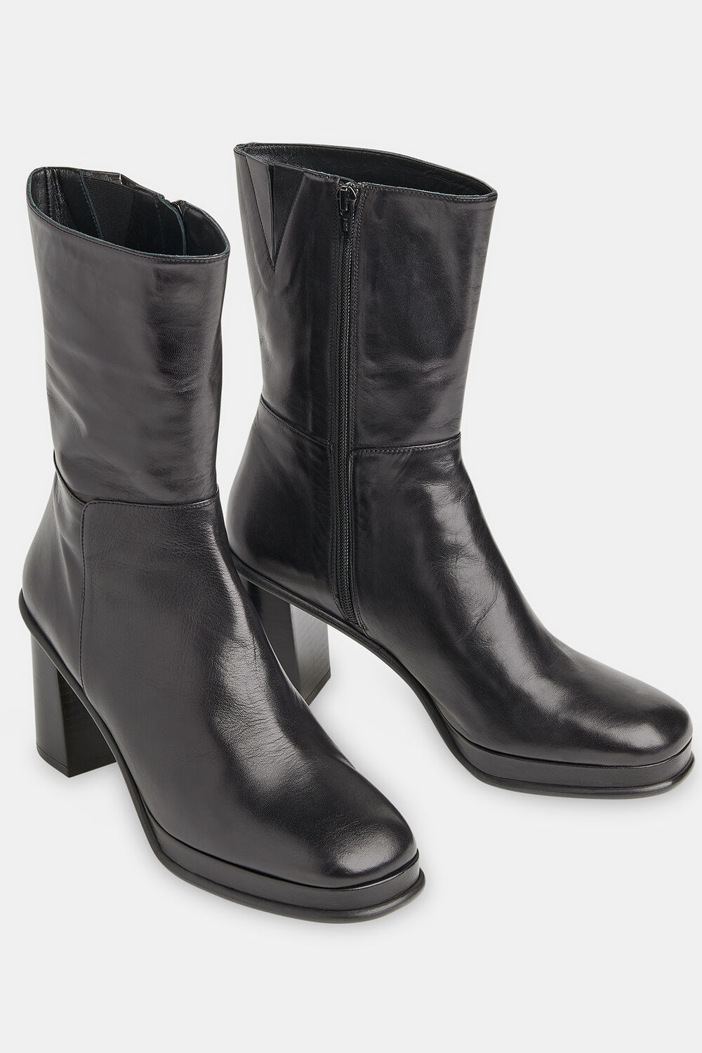 Black Clara Platform Heeled Boot