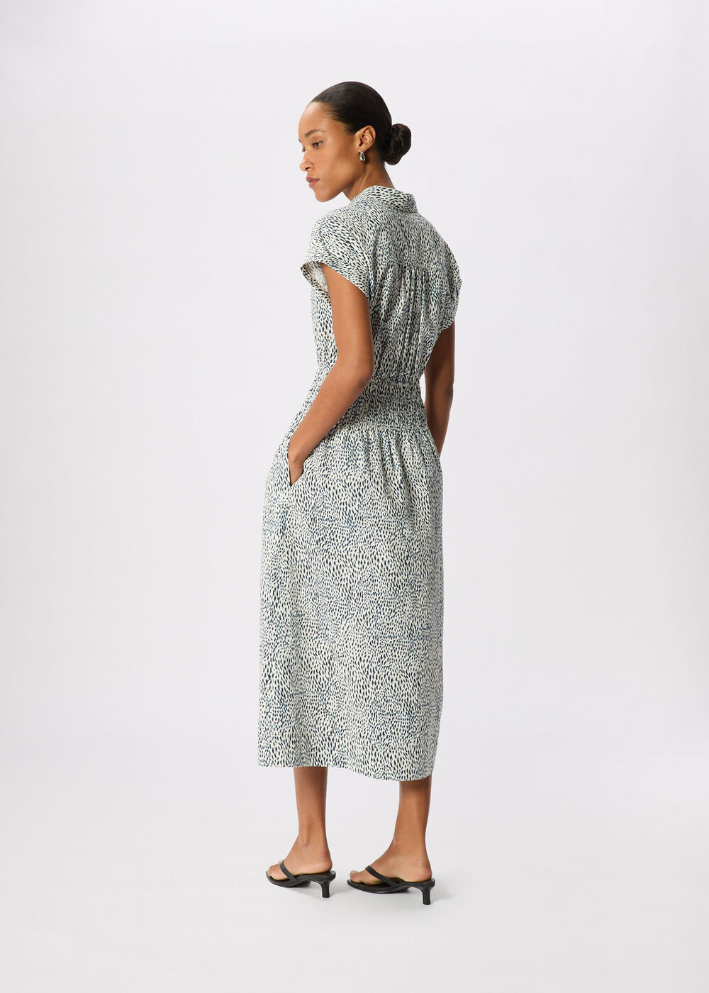Petite Flecked Animal Collared Dress