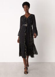 Metallic Dobby Ruffle Dress