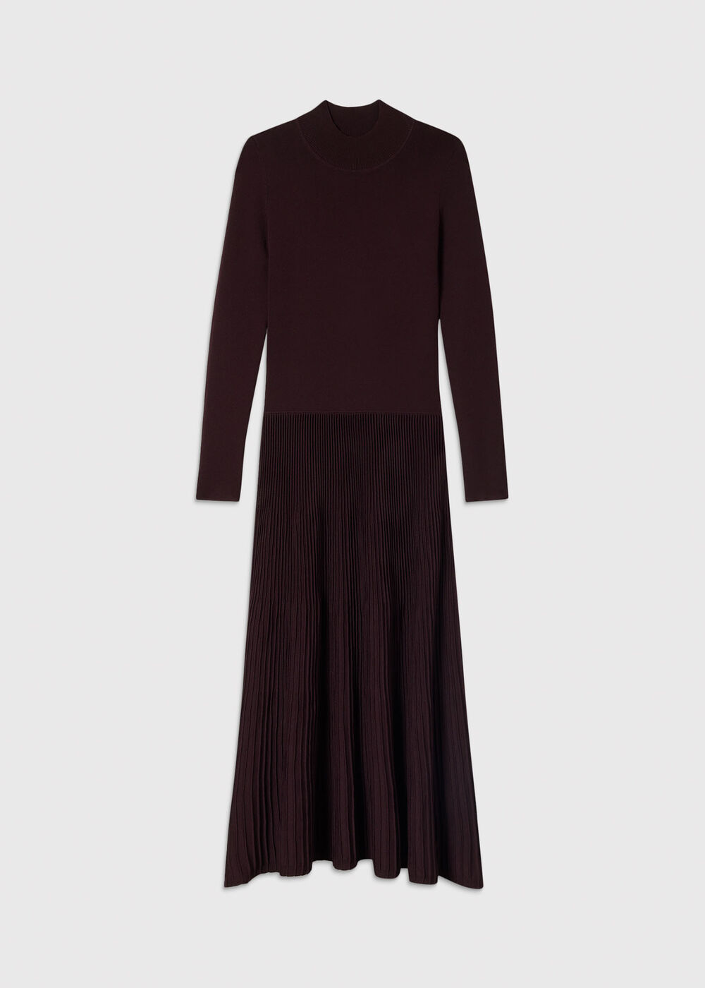 Petite Funnel Neck Pleated Knit Dress
