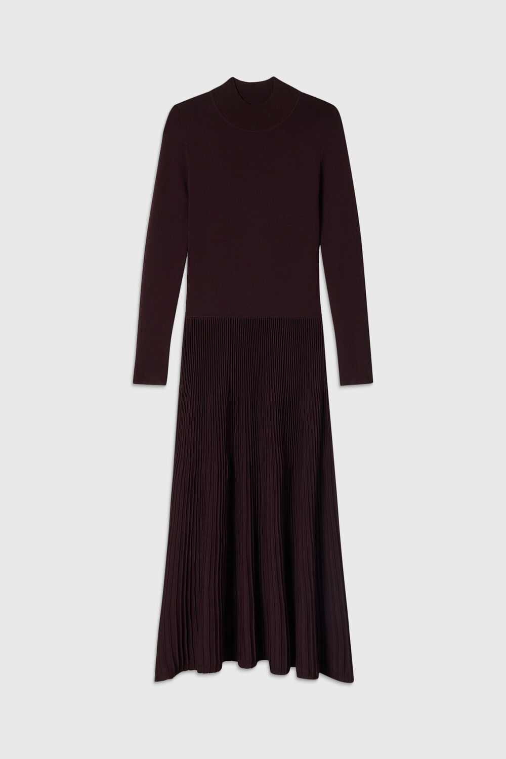 Plum Petite Funnel Neck Pleated Knit Dress