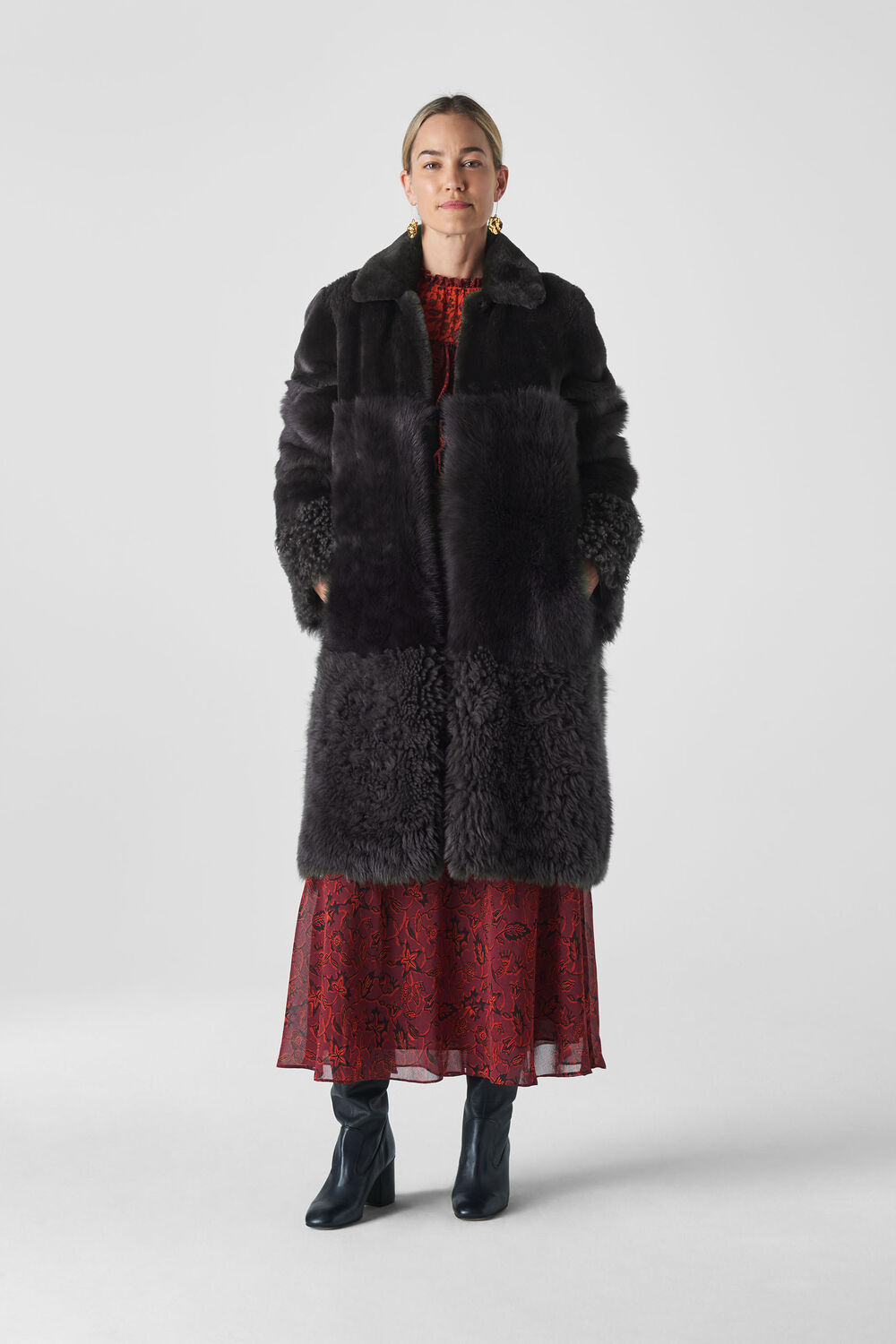 Grey Cosma Shearling Coat
