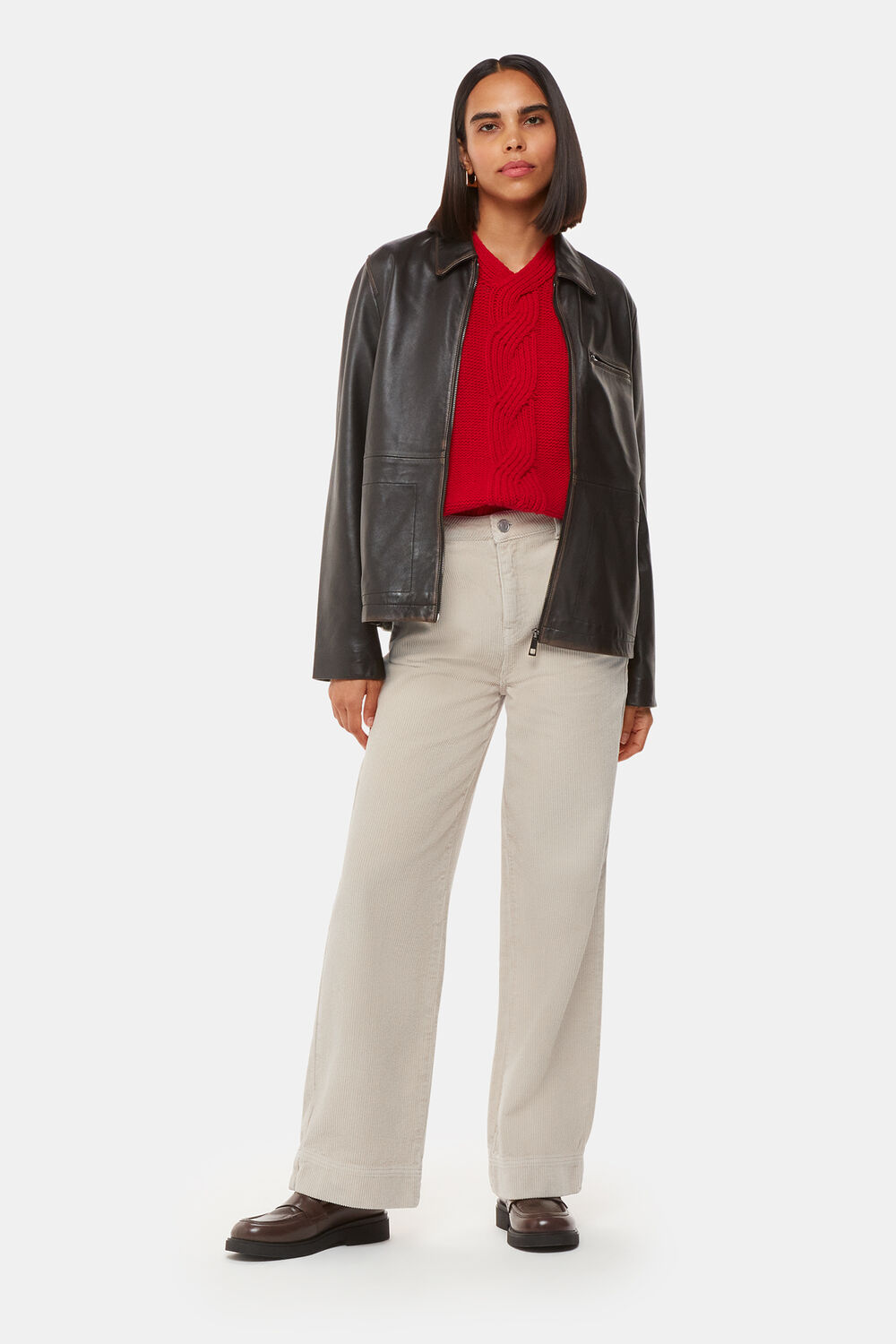 Cream Wide Leg Cord Jean